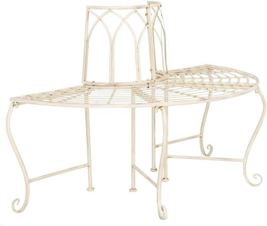 SAFAVIEH PAT5018A Collection Abner Antique White Wrought Iron 45.75" Outdoor Garden Bench