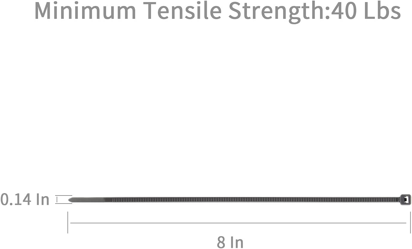 XINGO 8 Inch Silver Cable Zip Ties (500 Pack), 40 Lbs Tensile Strength-Heavy Duty, Self-Locking Nylon Plastic Nylon Wire Ties for indoor and outdoor use