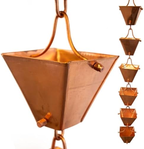 Nutshell Stores Medium Square Cups Rain Chain - Copper - 19 Feet