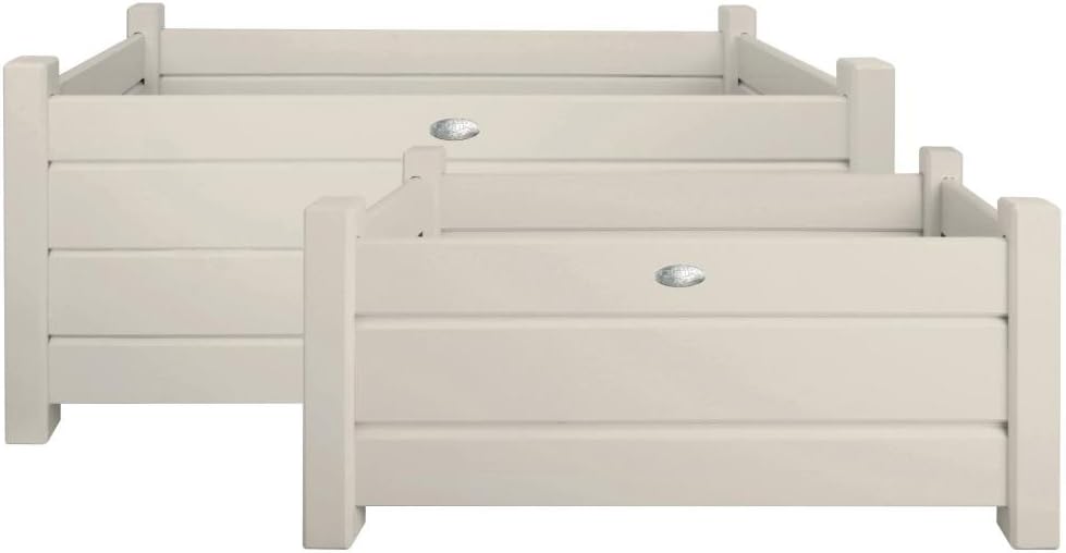 Esschert Design Rectangular Planters, White, Set of 2