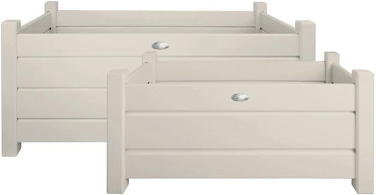 Esschert Design Rectangular Planters, White, Set of 2