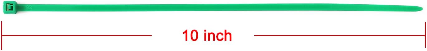 10 Inch Green Nylon Garden Zip Ties, 100 Pcs