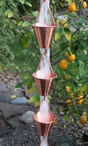 Nutshell Stores Steel Cups Rain Chain - Copper Plated - 17 Feet
