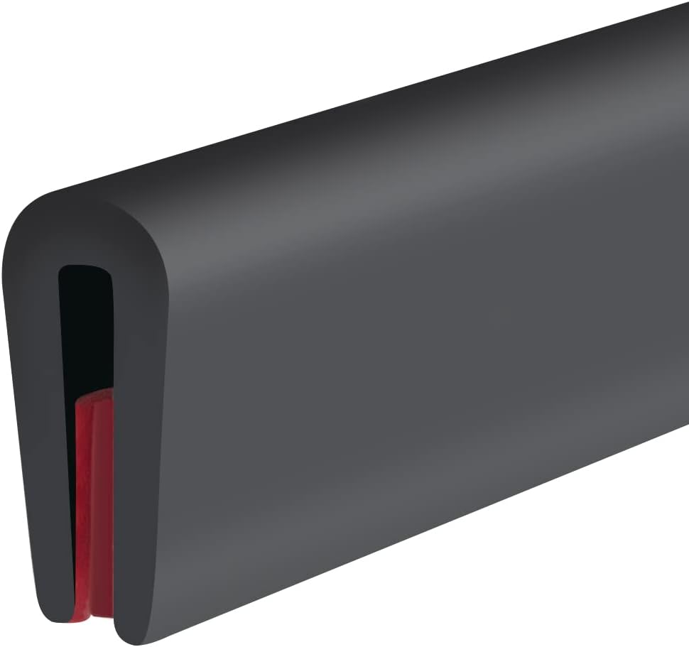 Rubber Edge Trim, Self-Adhesive Rubber Edge Trim, Edge Protector for Sheet Metal, EPDM Material, Fit 1/16"(1.6mm), Length 10Ft, Black Color, U Channel Edge Trim