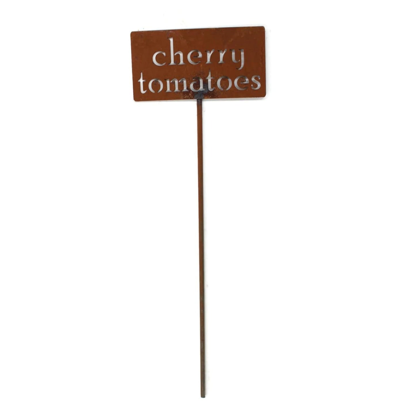 Classic Metal Garden Markers 19 Inches Tall (cherry tomatoes, Naturally Rusted)