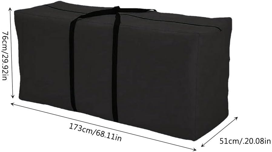 Patio Cushion Storage Bag 68 Inch Extra Large Waterproof Outdoor Pillow Storage Cover for Garden Furniture Cushions Protection Water Resistant, Black