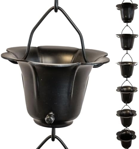 Nutshell Stores Flower Cups Rain Chain - Black - 12 Feet