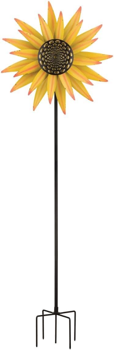 Regal Art & Gift Sunflower Wind Spinner – Metal Yard Decorations Outdoor | Kinetic Garden Spinner for Lawn, Pathway, or Flower Bed | Weather-Resistant Outdoor Sculpture - 26 Inch