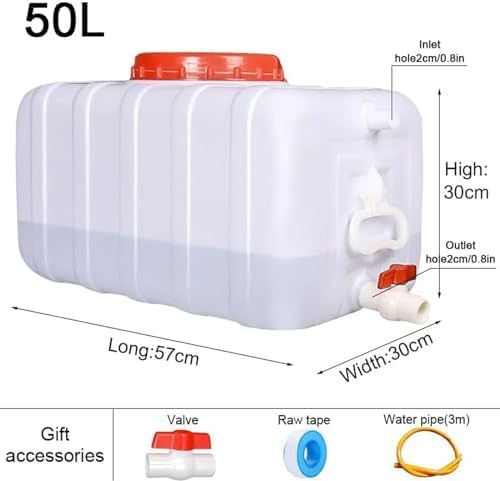 Large Plastic Water Storage Tanks Emergency Water Storage 50L/80L/110L/200L Camping & Hiking Water Storage Water Container Multifunctional Water Tank(Size:50L/13.2gallon)