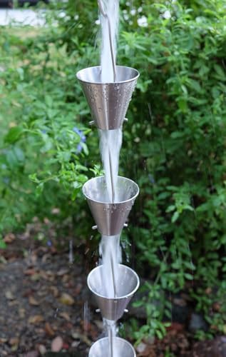 Nutshell Stores Steel Cups Rain Chain - Stainless Steel - 17 Feet