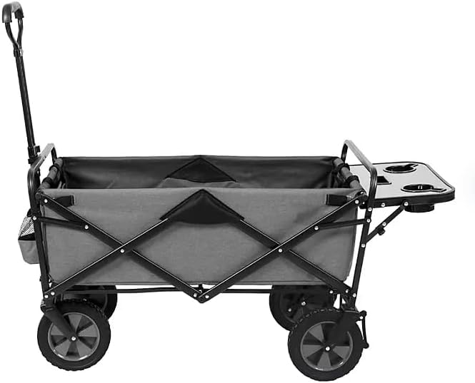 Heavy Duty Steel Frame Collapsible Folding Wagon with Table,150 Pound Capacity Outdoor Camping Garden Utility Wagon Yard Cart (Grey, 2PACK)