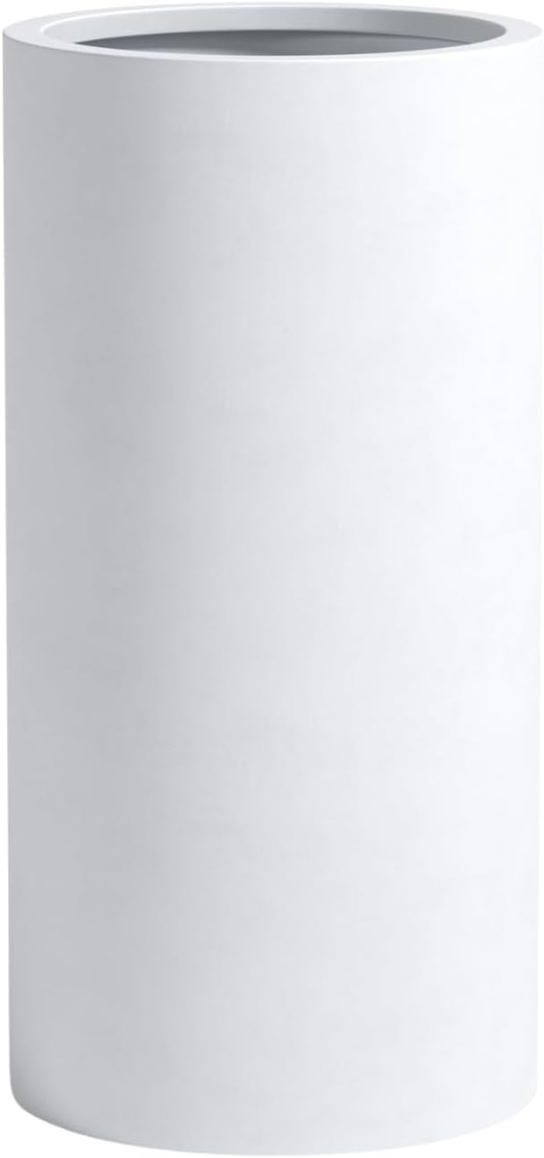 DTY Signature Mount Oxford Tall Outdoor Planter - Medium White 23.6 Inch Height Modern Tall Planter Pot for Indoor & Outdoor Spaces - Stylish Planter for Contemporary Homes and Gardens