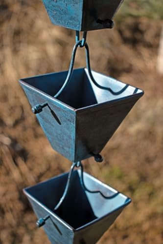 Nutshell Stores Medium Square Cups Rain Chain - Patina - 8 Feet
