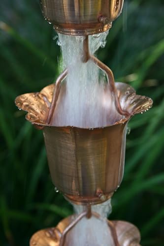 Nutshell Stores Flower Cups Rain Chain - Copper - 15 Feet