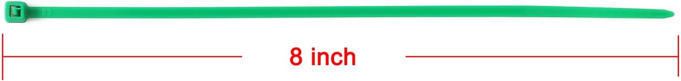8 inch Green Zip Ties, Nylon Garden Cable Zip Ties Self Locking Cable Ties Twist Ties, Multi-Purpose Cable Tie (100 Pcs)