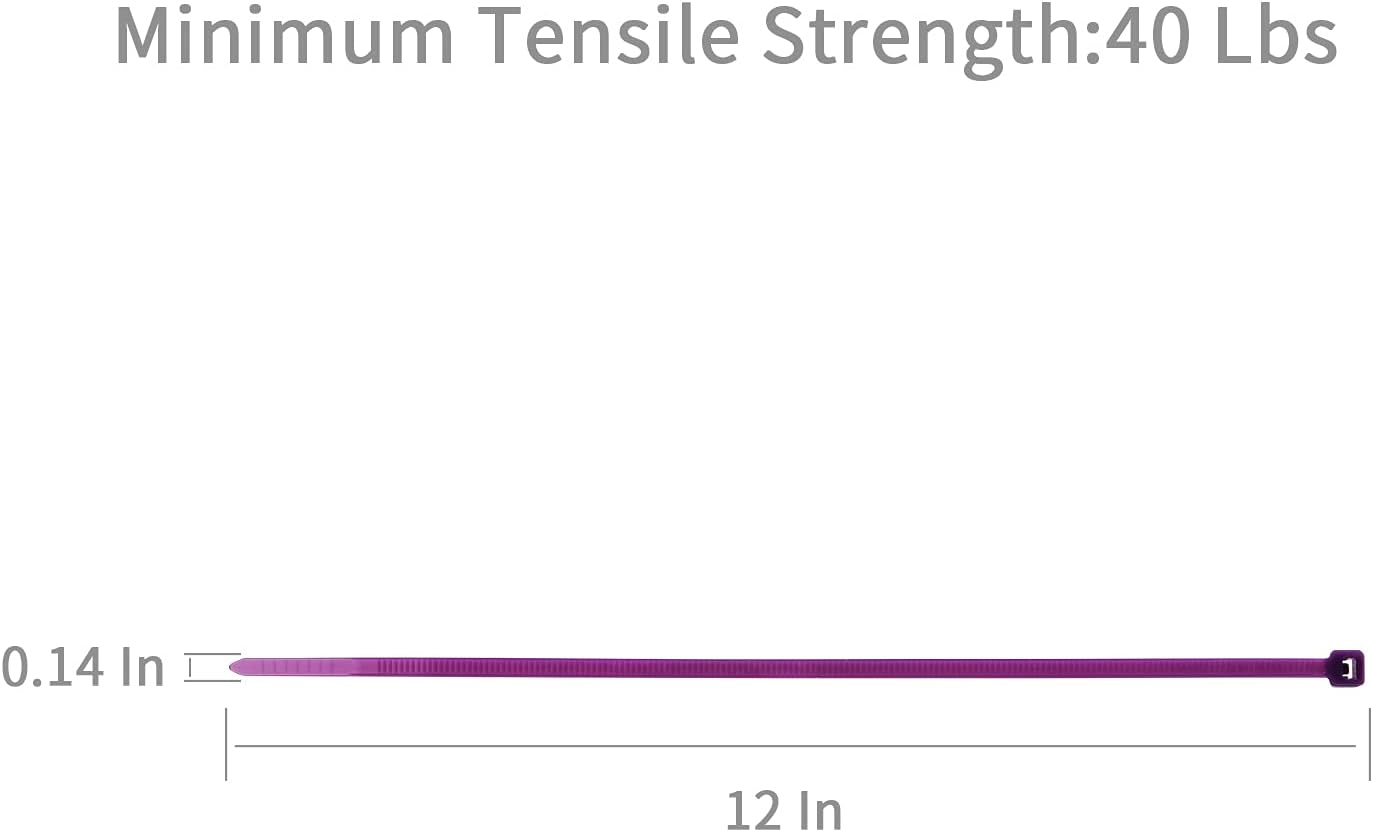 XINGO Cable Zip Ties (500 Pack), 40 Pounds Tensile Strength-Heavy Duty, Ultra Strong Durable Zipties, Self-Locking UV Resistant Nylon Plastic Wire Ties for indoor and outdoor (12 Inch, Purple)