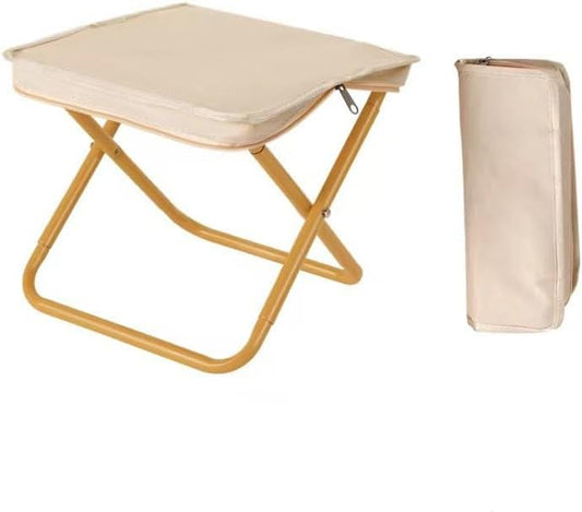 Portable Camping Stool & Folding Small Chair - Compact Folding Stool, Durable Collapsible Stool for Fishing, Hiking, BBQ, Outdoor Events (Khaki)