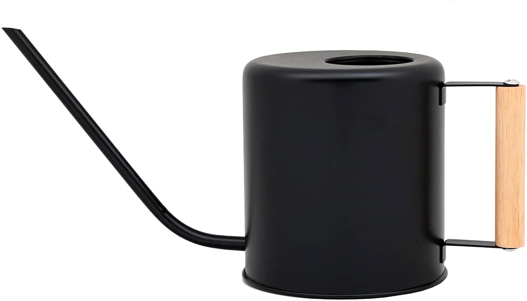 1.5 Liter Black Watering Can for Indoor Plants, House Plants, Flower Watering, Outdoor Plants - Small Metal Watering Can with Long Spout