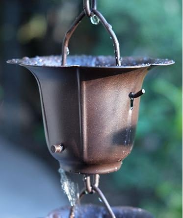 Nutshell Stores Flower Cups Rain Chain - Bronze - 16 Feet