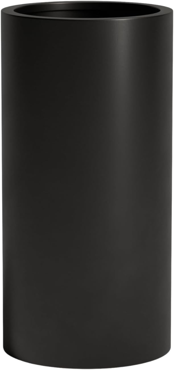 DTY Signature Mount Oxford Tall Outdoor Planter - Small Black 15.7 Inch Height Modern Tall Planter Pot for Indoor & Outdoor Spaces - Stylish Planter for Contemporary Homes and Gardens