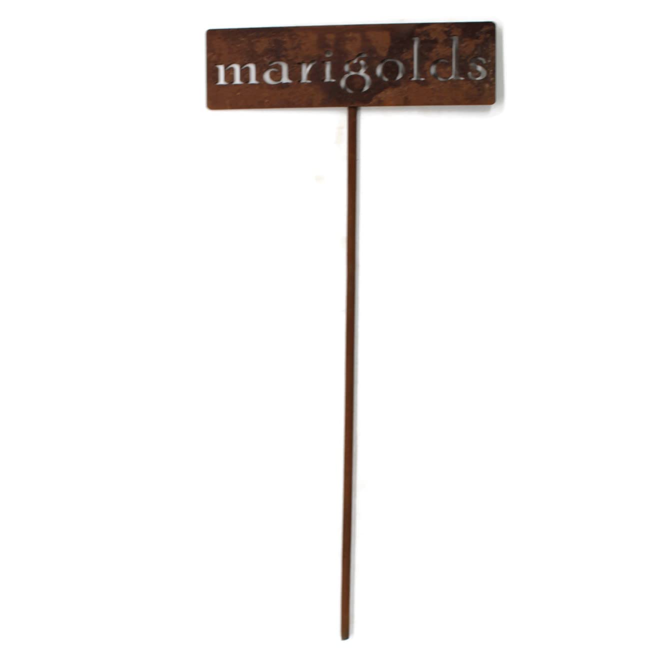 Classic Metal Garden Markers 19 Inches Tall (marigolds, Naturally Rusted)