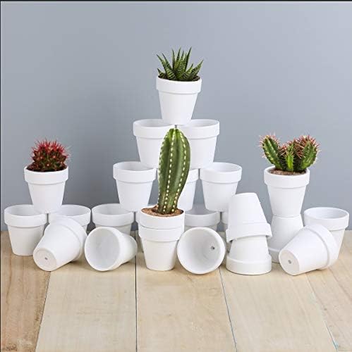 24pcs Small Mini Clay Pots, 2.5'' Terracotta Pot Clay Ceramic Pottery Planter, Cactus Flower Terra Cotta Pots, Succulents Nursery Pots, with Drainage Hole, for Indoor/Outdoor