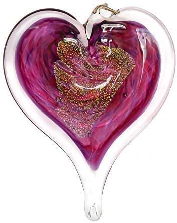 Luke Adams Glass Hanging Hearts – Hand Blown Glass Heart Ornament for Windows or Gifts – Colorful Blown Glass Hearts Decor (June - Alexandrite)