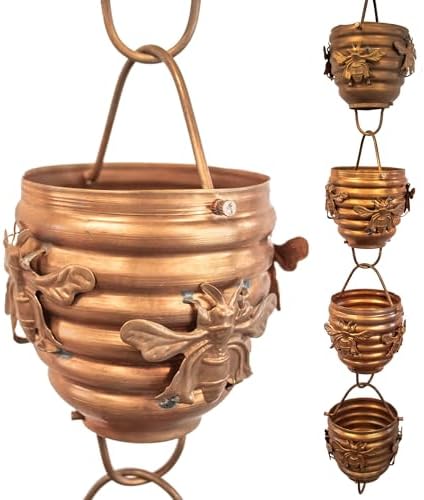 Nutshell Stores Honeybee & Hive Copper Rain Chain - Copper - 16 Feet