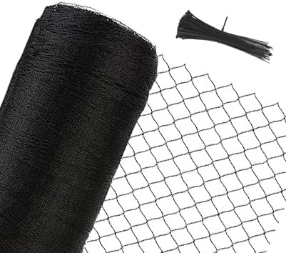 Junflying Bird Netting, 15x20 FT – 1/2" Mesh, Woven Black Netting for Garden Protection with Ties, Protects Vegetables, Fruit Trees, Blueberry Bushes & Strawberry Plants