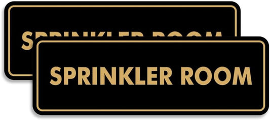 Signs ByLITA Standard Sprinkler Room Sign (Black Gold) - Medium 2 Pack