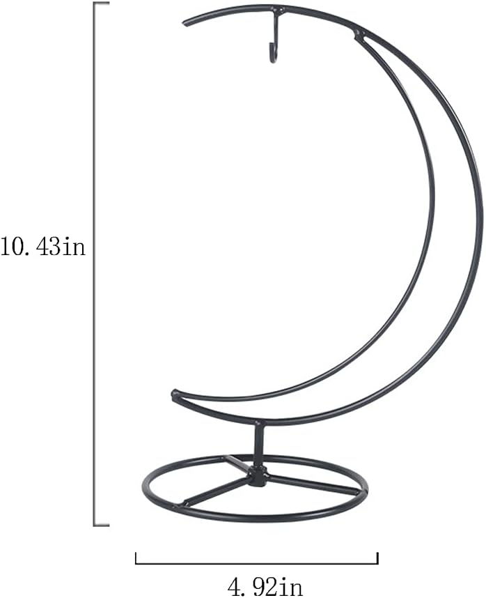Ornament Display Stand Air Plant Stand Iron Hanging Stand Flower Pot Stand Rack Holder for Hanging Glass Globe Witch Ball Terrarium Christmas Ornament and Home Wedding Decoration(Black) (Moon)