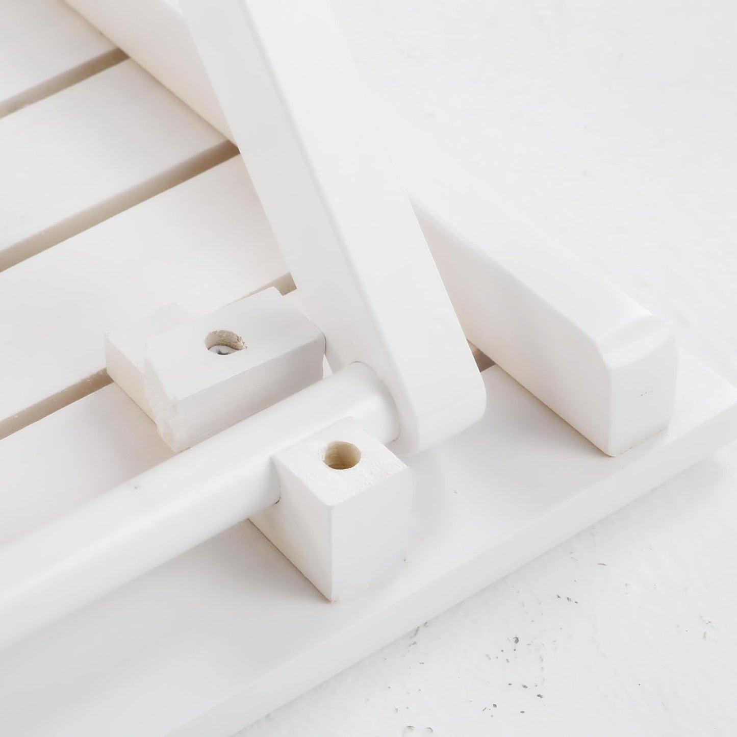 2 Pcs Small Folding Patio Side Table Outdoor Wood Wooden Small End Portable Plant Little Table for Garden Yard Porch Living Room Space Pool 15.4x15.4 x18.3 inch (White)