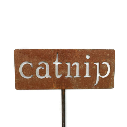 Classic Metal Garden Markers 19 Inches Tall (catnip, Naturally Rusted)