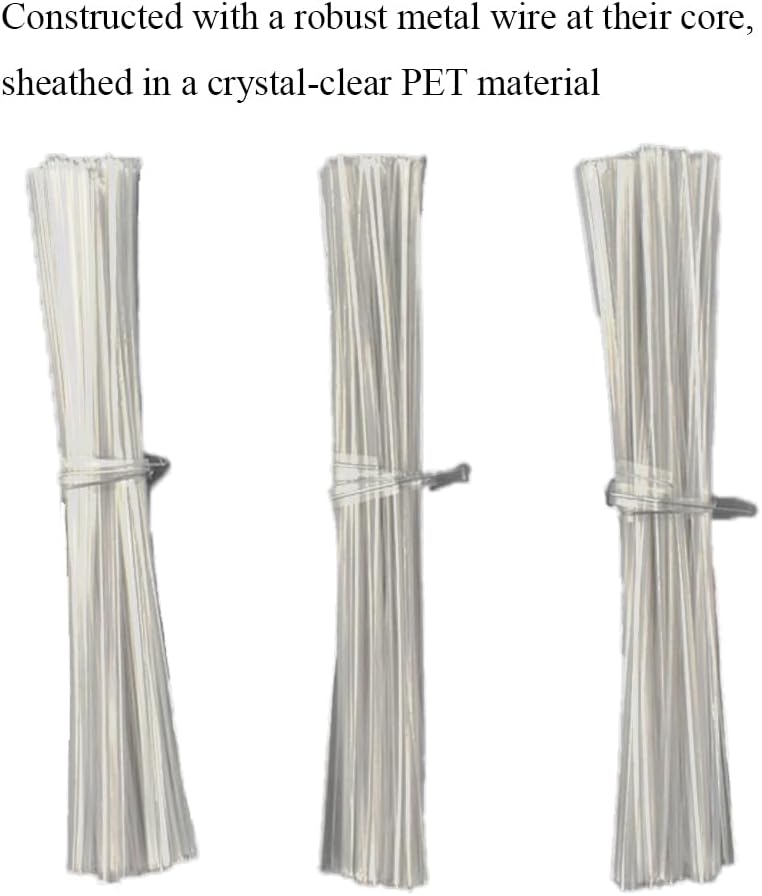 HAHIYO 300Pcs 4inches Cear Metal Twist Ties Bread Candy Coffee Bag Ties Plant Garden Twist Ties for Cellophane Treat Bags Gift Wraping Bags Plastic Bags Halloween Party Cake Present Art Crafts