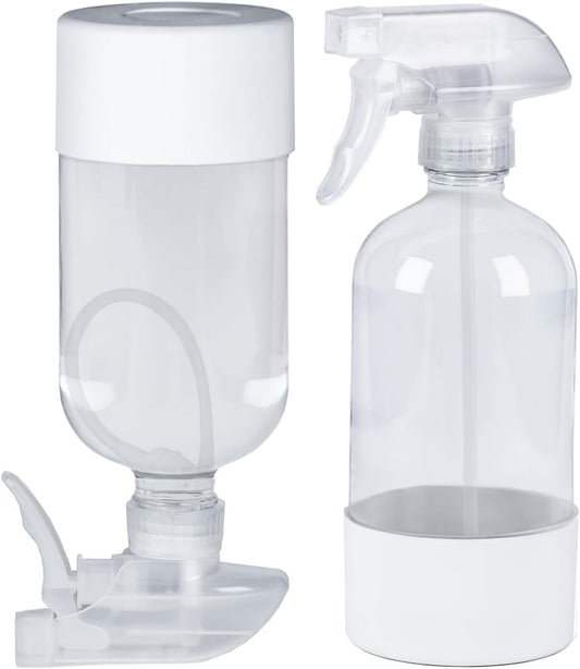 2 Pack 360° Glass Spray Bottles with Silicone Sleeve, 16 oz Empty Refillable Containers with Adjustable Spray Nozzles, Spray Bottles for Hair, Cleaning Solutions and Plants White