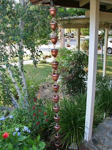 Nutshell Stores Acorn Cups Rain Chain - Copper - 16 Feet