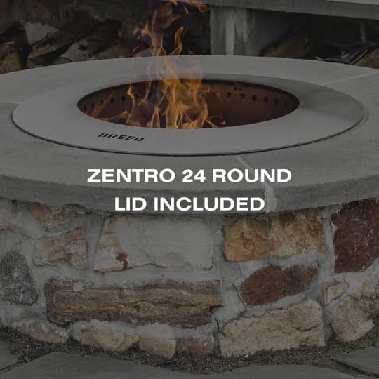 Breeo Zentro Stainless Steel Fire Pit Insert - Smokeless Firepit Ring Insert for Outdoor Fire Pit - for Outside Block, Stone, & Concrete Backyard Firepit Surrounds - Lid Included - Round 24"