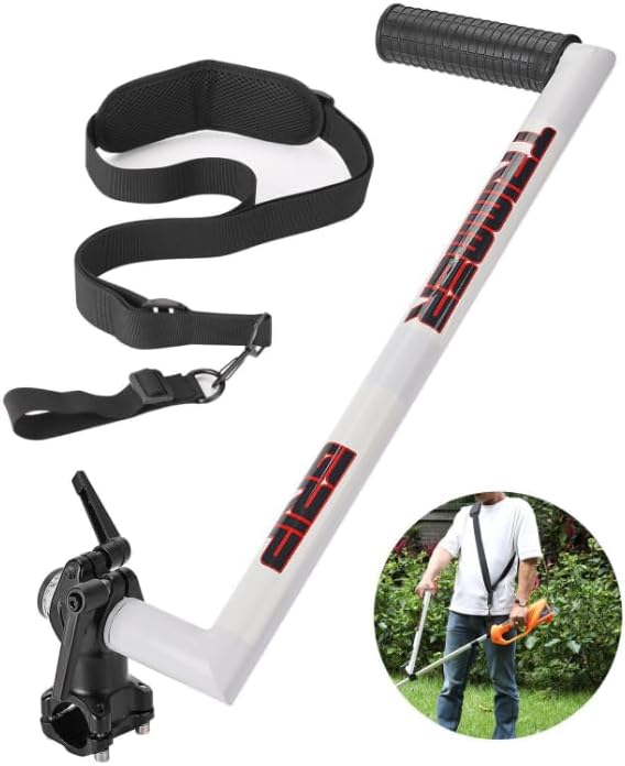 Upgraded Ergonomic weedeater Handle with Extension, Weed Eater Handle for Trimming, Lawn Care and Landscaping, Easy to Install and Adjust, Includes Shoulder Strap for Reduced Fatigue, Durable
