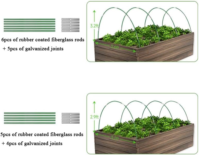 Garden Hoops for Raised Beds 60Pcs Greenhouse Hoops 10 Sets of 8.5FT Long Greenhouse Hoops Grow Tunnel Fiberglass Support Hoops Frame with 40Pcs Clips, Plant DIY Support Hoops for Outdoor Plant