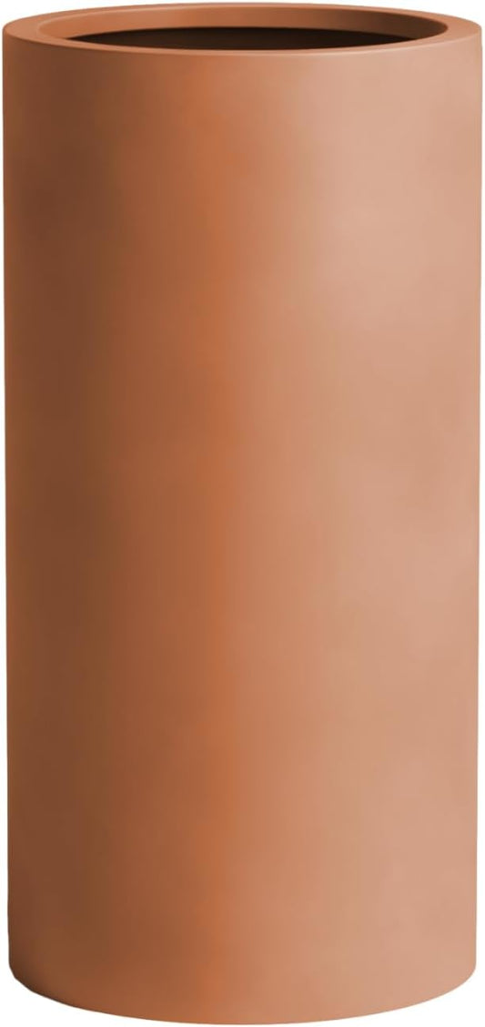 DTY Signature Mount Oxford Tall Outdoor Planter - Medium Terracotta 23.6 Inch Height Modern Tall Planter Pot for Indoor & Outdoor Spaces - Stylish Planter for Contemporary Homes and Gardens