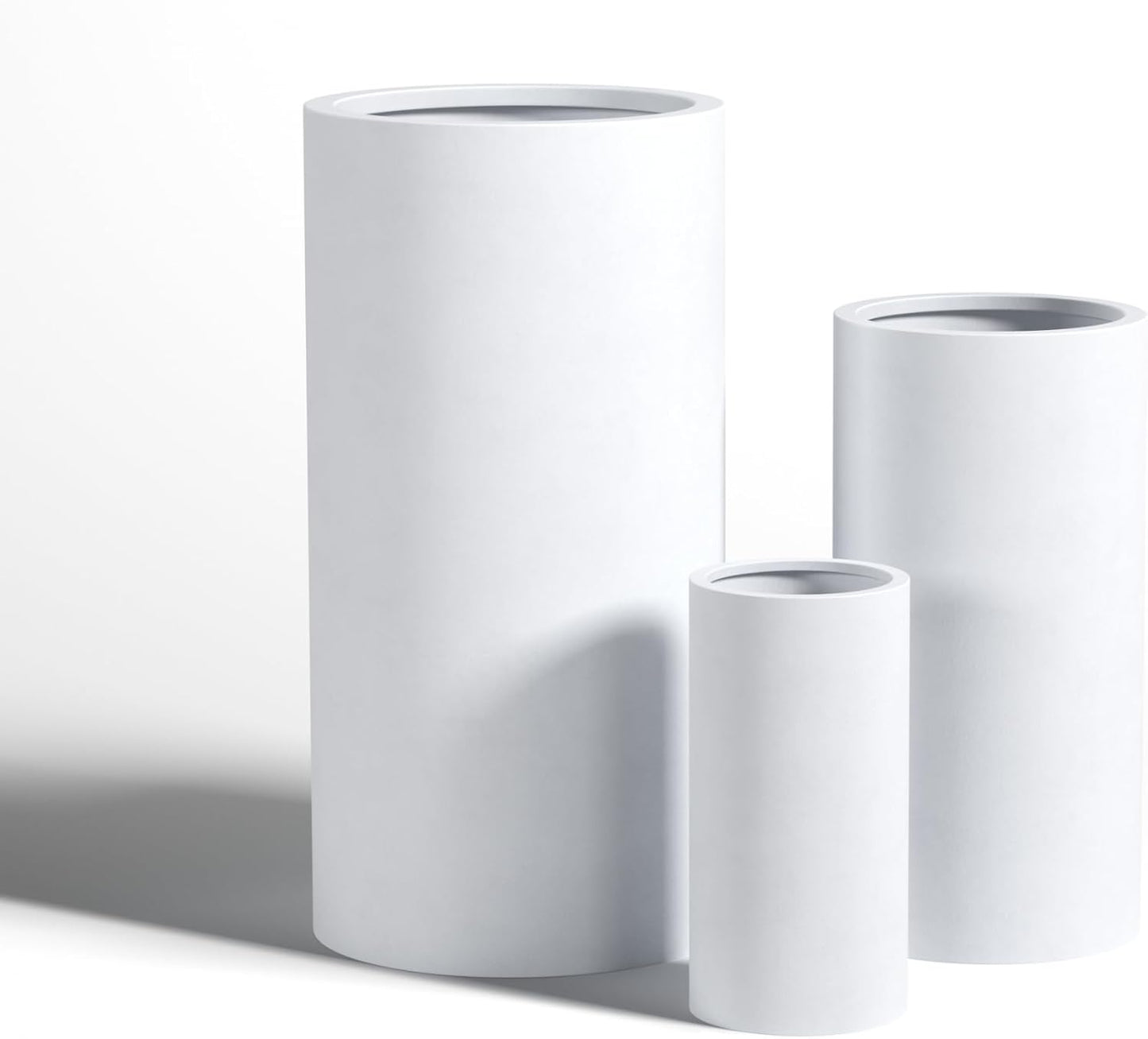 DTY Signature Mount Oxford Tall Outdoor Planter - Small White 15.7 Inch Height Tall Planter Pot for Indoor & Outdoor Spaces - Stylish Planter for Contemporary Homes and Gardens