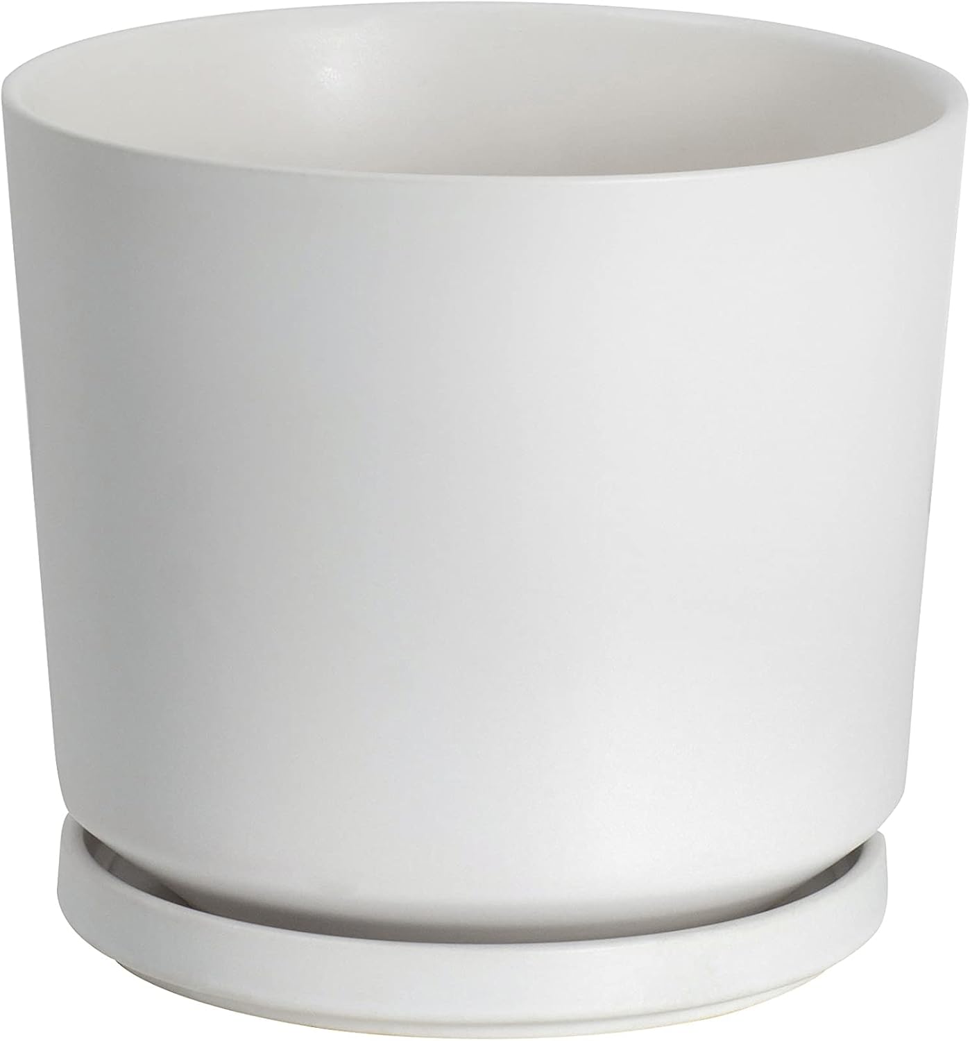 Ekirlin 7 inch Plant Pots,Ceramic Flower Planters Indoor,Modern Succulents Containers with Drain Hole Saucer,Decorate Home,Office & Outdoor (White)