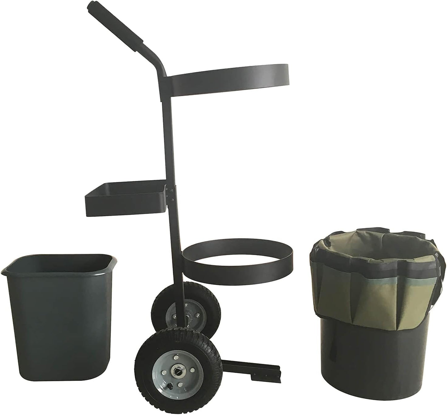 Heavy Duty Garden Lawn Wheeled Cart Trolley Mobile Gardening Rolling Transport Storage Steel Yard Caddy with 5 Gallon Bucket