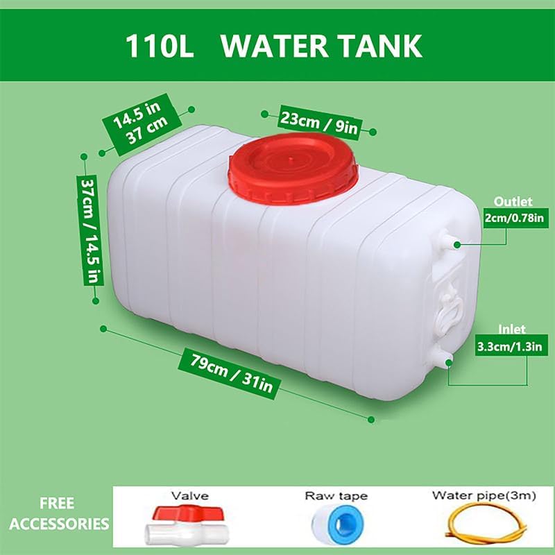 Water Storage Tank for Camping, Plastic Water Containers with Spigot for Emergency Water Storage Household Outdoor Camping Hiking Self-Driving Tour(Size:110L/29gallon)