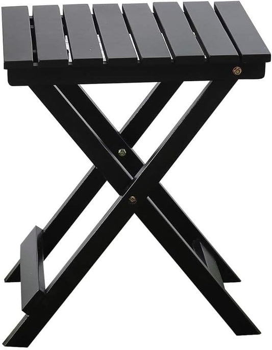 Small Wood End Square Table Outdoor Patio Side Folding Table Coffee Furniture for Living Room, Bedroom, Plant Stand, Camping Portable Black