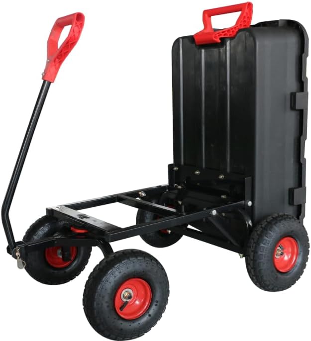 Garden Dump Cart,Heavy Duty 900lbs Poly Wheelbarrow with 10-Inch Tires,180° Rotating Handle,Steel Frame and Quick Release System for Garden,Lawn,Barn,Farm