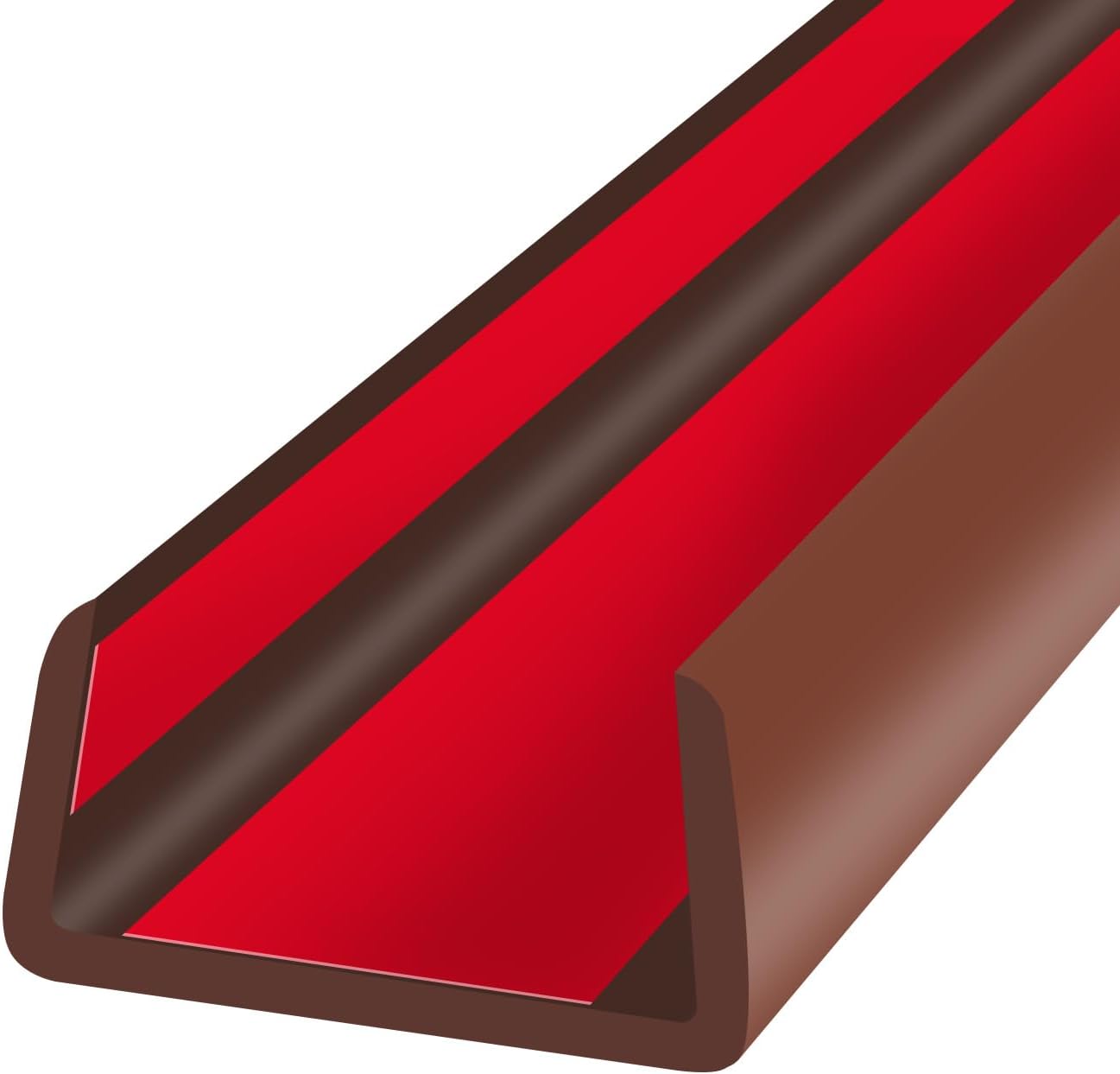 Rubber Edge Trim, Flexible Self-Adhesive U Shaped Peel and Stick Edge Banding, 1-3/4"(44.5mm) U Channel Protector, Edge Guards for Woods, Furniture, 20Ft, Brown Color