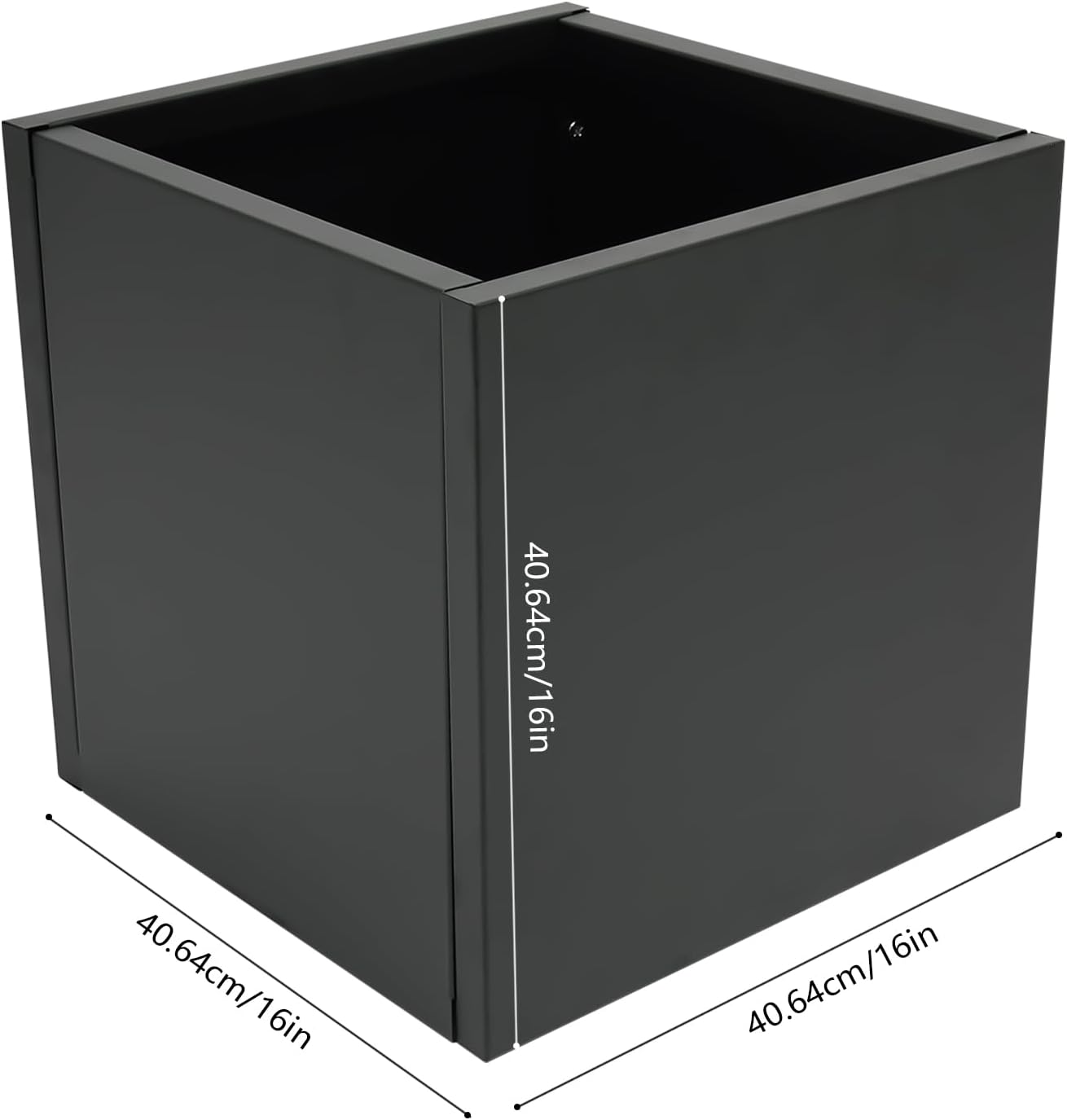 16" L x16 W x16 H Metal Flower Boxes Planter Boxes Outdoor Raised Garden Bed Indoor Outdoor Planting Bed Black Square Planter Box for Patios Lawn Yard Decor Storage
