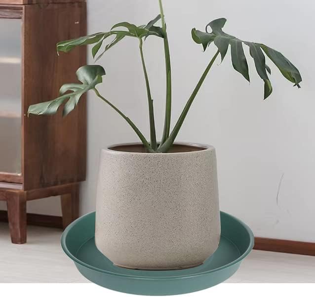 2 Pack of 14 inch Plant Saucer (12.2 Inch Base), 1.7" Depth Tray, Large Deep Garden Plastic Flower Planter Plant Trays for Indoors Outdoor Bath Bath (14", Green)