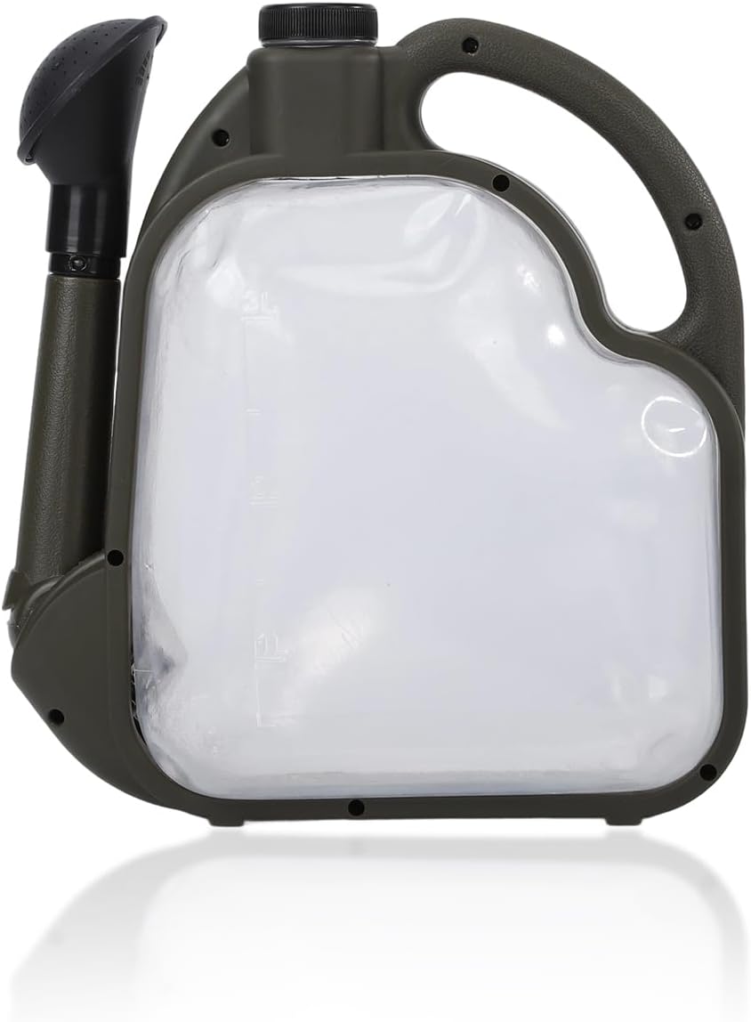 Foldable Watering Can 0.8 Gallon Transparent Plastic with Long Spout & Ergonomic Handle, Compact for Indoor Outdoor Plants (Army Green)